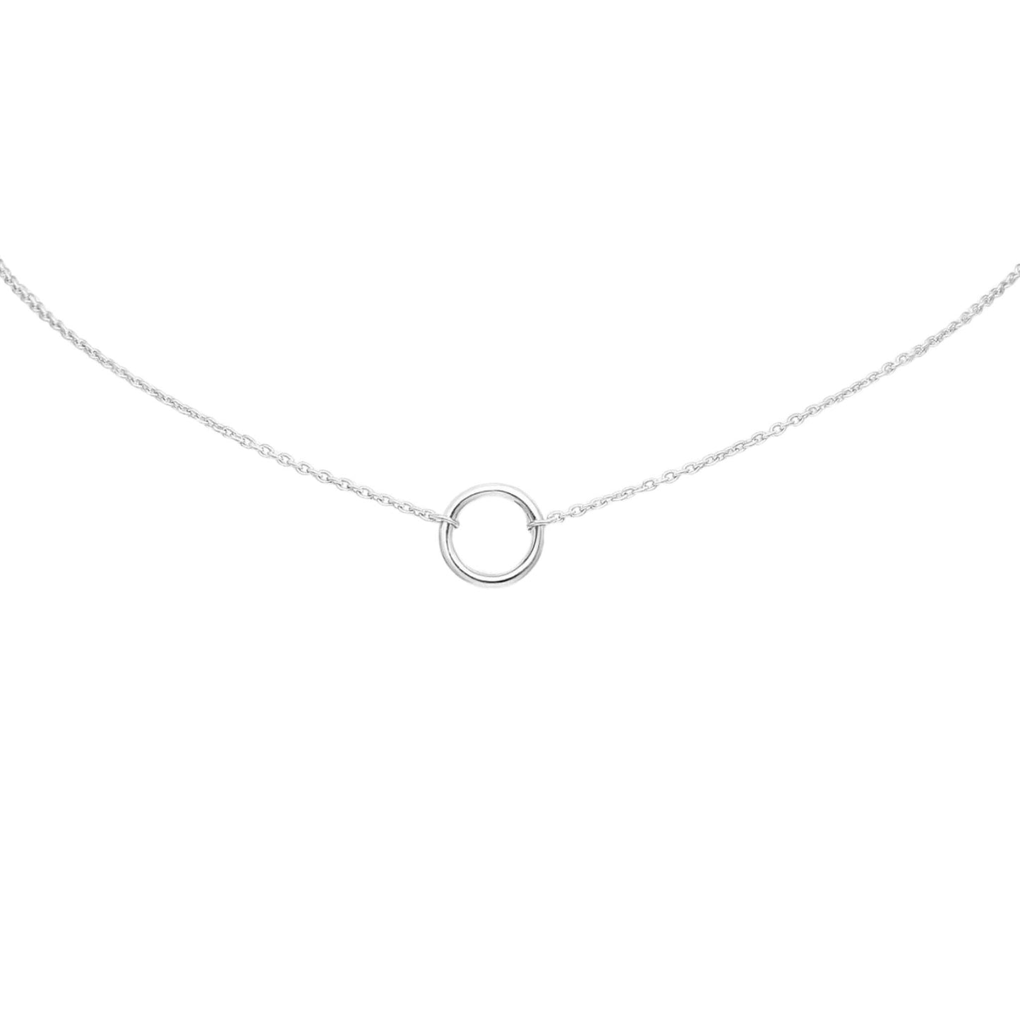 Sterling silver open circle choker necklace with minimalist round pendant