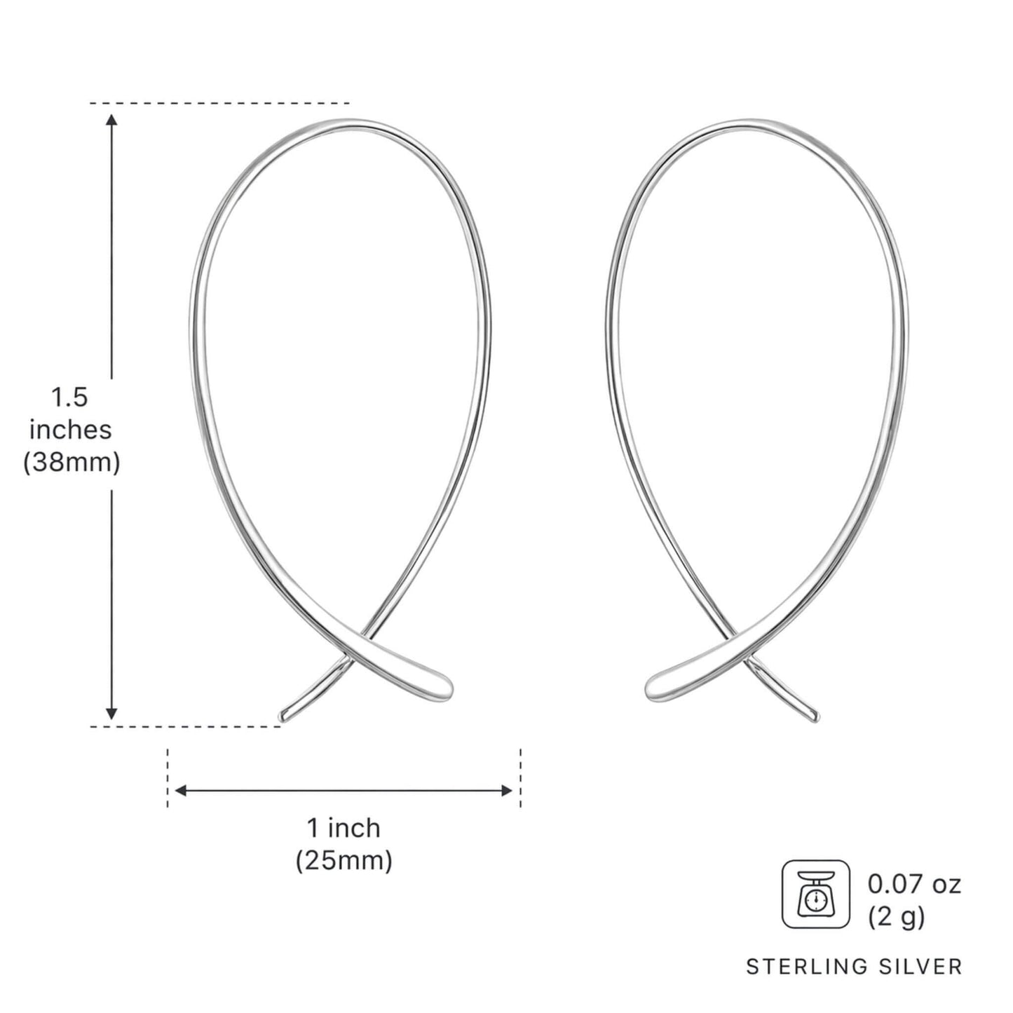 Threader Hoop Earrings – 18K Gold or Sterling Silver, Dainty Minimalist Design