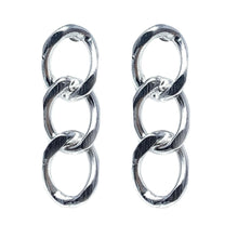 Sterling Silver Three Curb Chain Stud Earrings front view showing triple curb chain design
