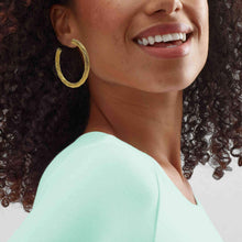 Twist Stripe 18K Gold Plated Hoop Earrings with stud closure
