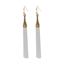 White &amp; Gold Hammered Bar Earrings
