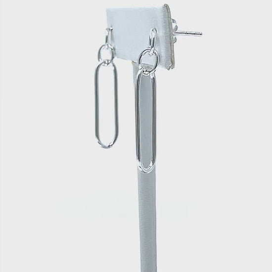 Linked Oval & Circle Stud Earrings In Sterling Silver - SeaSpray Jewelry