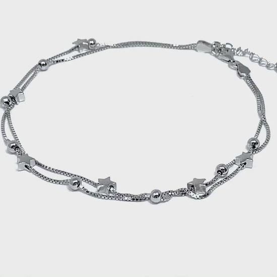 Star & Ball Sterling Silver Anklet Bracelet