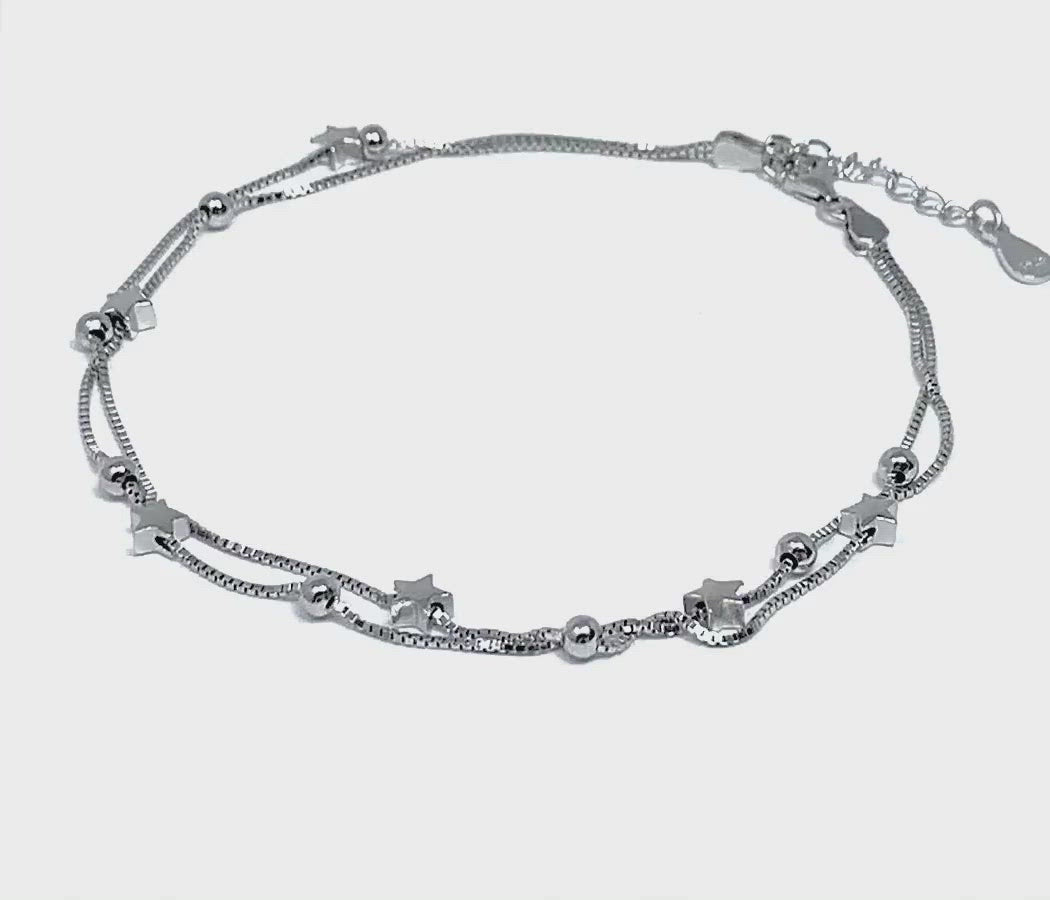 Star & Ball Sterling Silver Anklet Bracelet