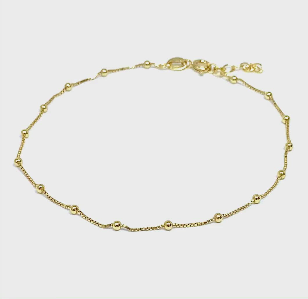 18K Gold Plated Anklet Bracelet With Ball Beads