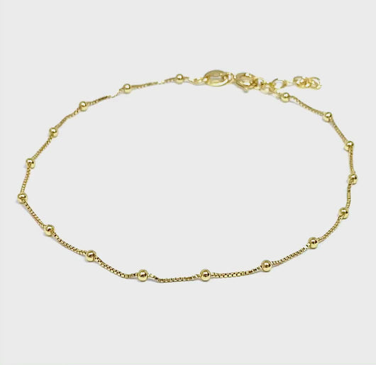 18K Gold Plated Anklet Bracelet With Ball Beads