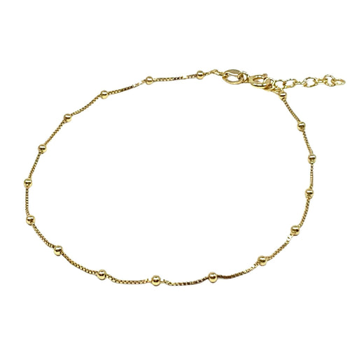 18K Plated Gold Anklet Bracelet With Ball Beads