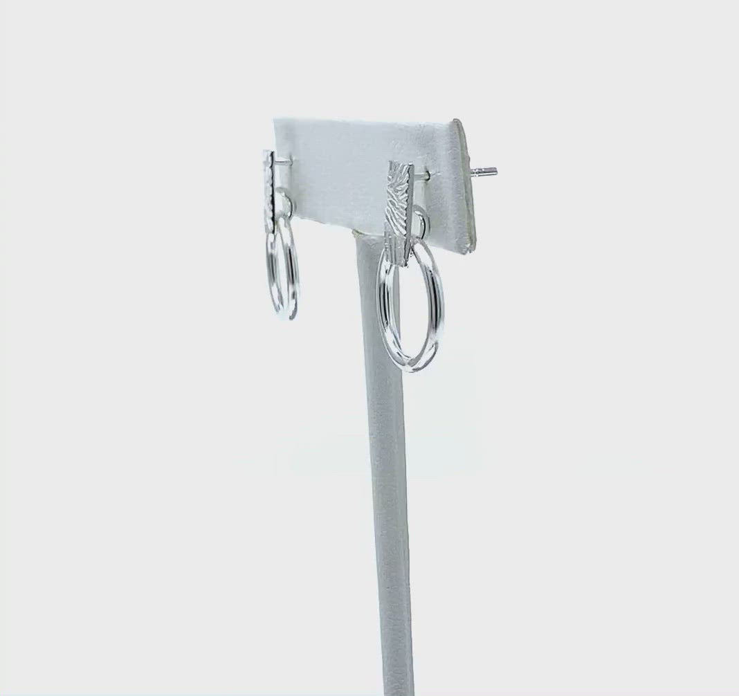 Sterling Silver Circle & Bar Stud Earrings