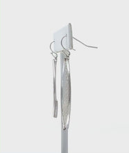 Worn Silver Textured Open Teardrop Earrings - Marquise Shape Earrings
