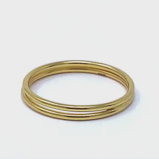 Stackable 18K Gold Plated Double Band Ring - Fine Jewelry