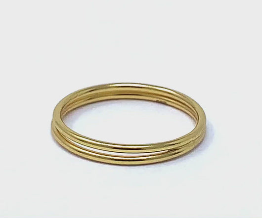 Stackable 18K Gold Plated Double Band Ring - Fine Jewelry
