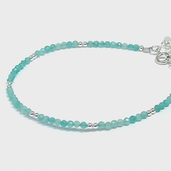 Amazonite Beaded Bracelet In Sterling Silver