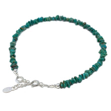 925 Sterling Silver Anklet With Turquoise Stone Chips
