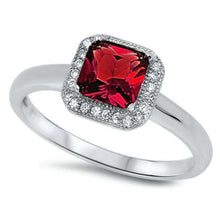 .925 Sterling Silver Halo CZ Ruby Ring
