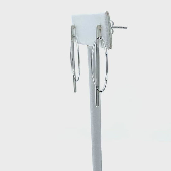 Sterling Silver Bar & Circle Stud Earrings - Fine Jewelry