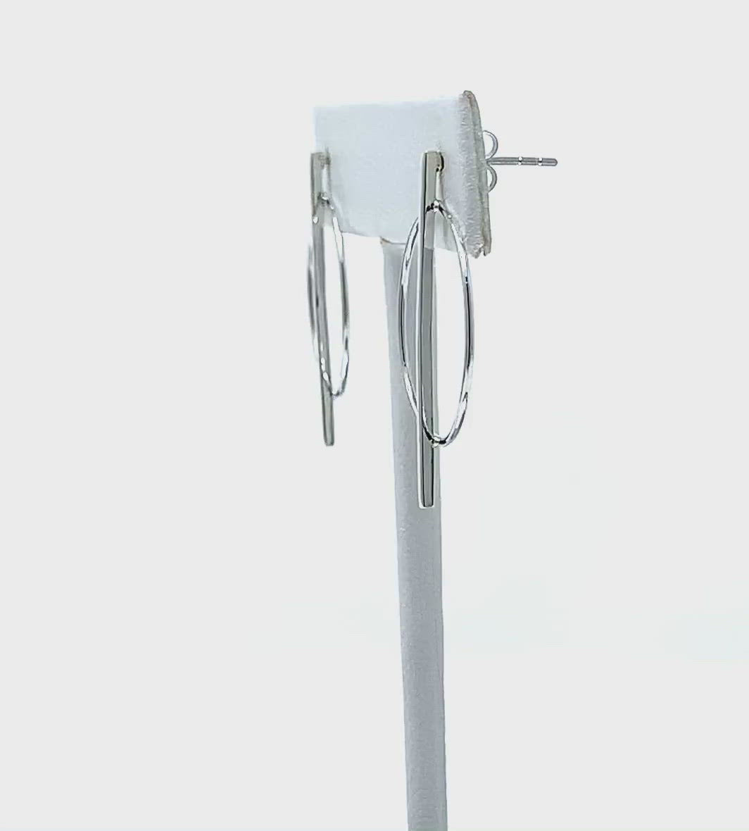 Sterling Silver Bar & Circle Stud Earrings - Fine Jewelry