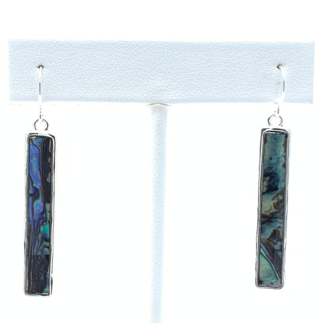 Abalone Bar Dangle Silver Earrings For Women - Costume Jewelry