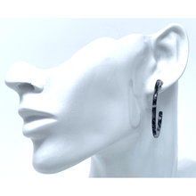 Black Marbled Resin Circle Hoop Earrings For Women - Costume Jewelry
