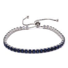 Blue CZ Slide Bolo Tennis Bracelet In Silver - Women&#39;s Fashion Jewelry
