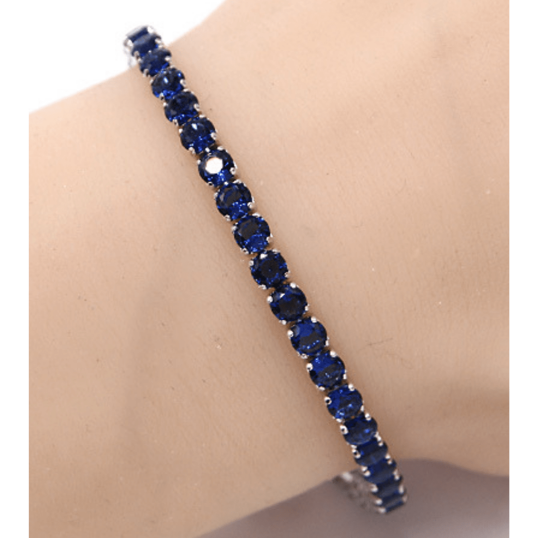 Blue CZ Slide Bolo Tennis Bracelet In Silver - Women's Costume Jewelry
