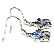 Blue Opal Flower Dangle Sterling Silver Earrings - SeaSpray Jewelry
