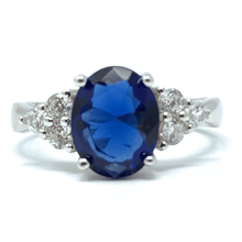Blue Sapphire CZ .925 Sterling Silver Engagement Ring For Women - Fashion Jewelry
