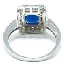 Blue Sapphire Emerald Cut .925 Sterling Silver Ring - Fashion Jewelry
