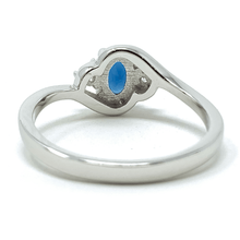 Blue Sapphire Oval &amp; CZ Sterling Silver Ring For Women - Fashion Jewelry
