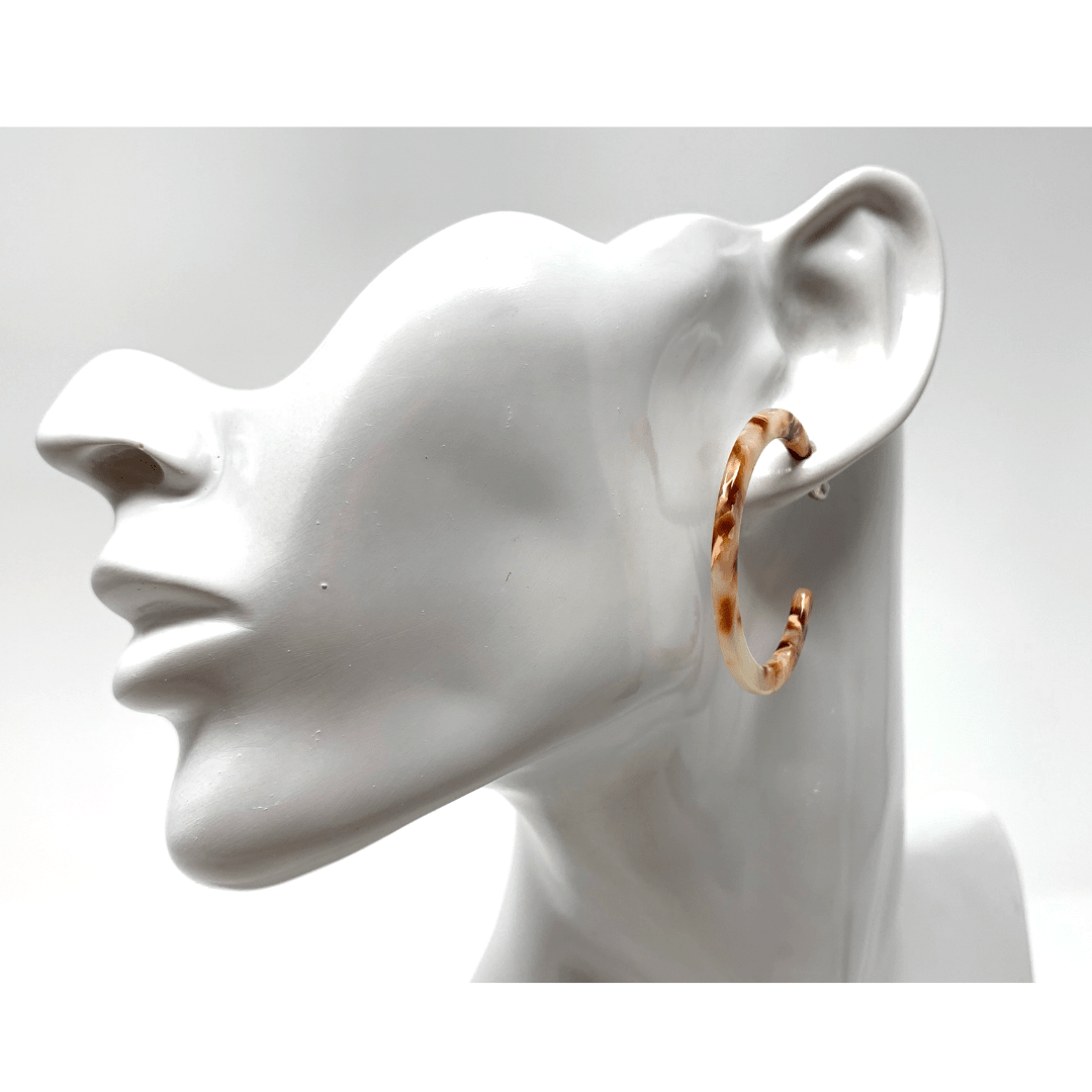 Brown Resin Circle Hoop Women's Earrings