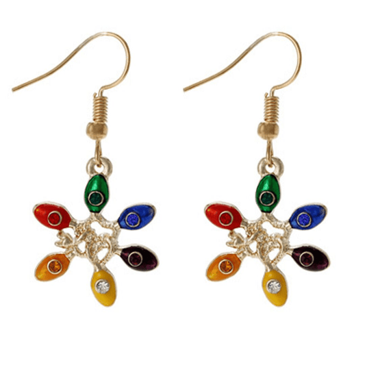 Christmas Earrings With Colorful Lights - Stocking Stuffers