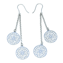 Circle Cutout Filigree Dangle Sterling Silver Earrings - SeaSpray Jewelry
