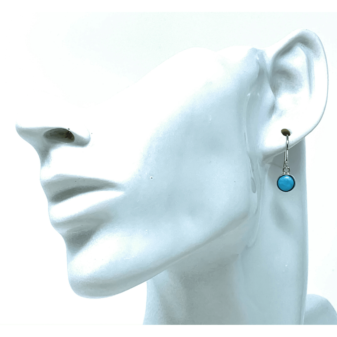 Circle Dangle Sterling Silver Larimar Earrings - SeaSpray Jewelry