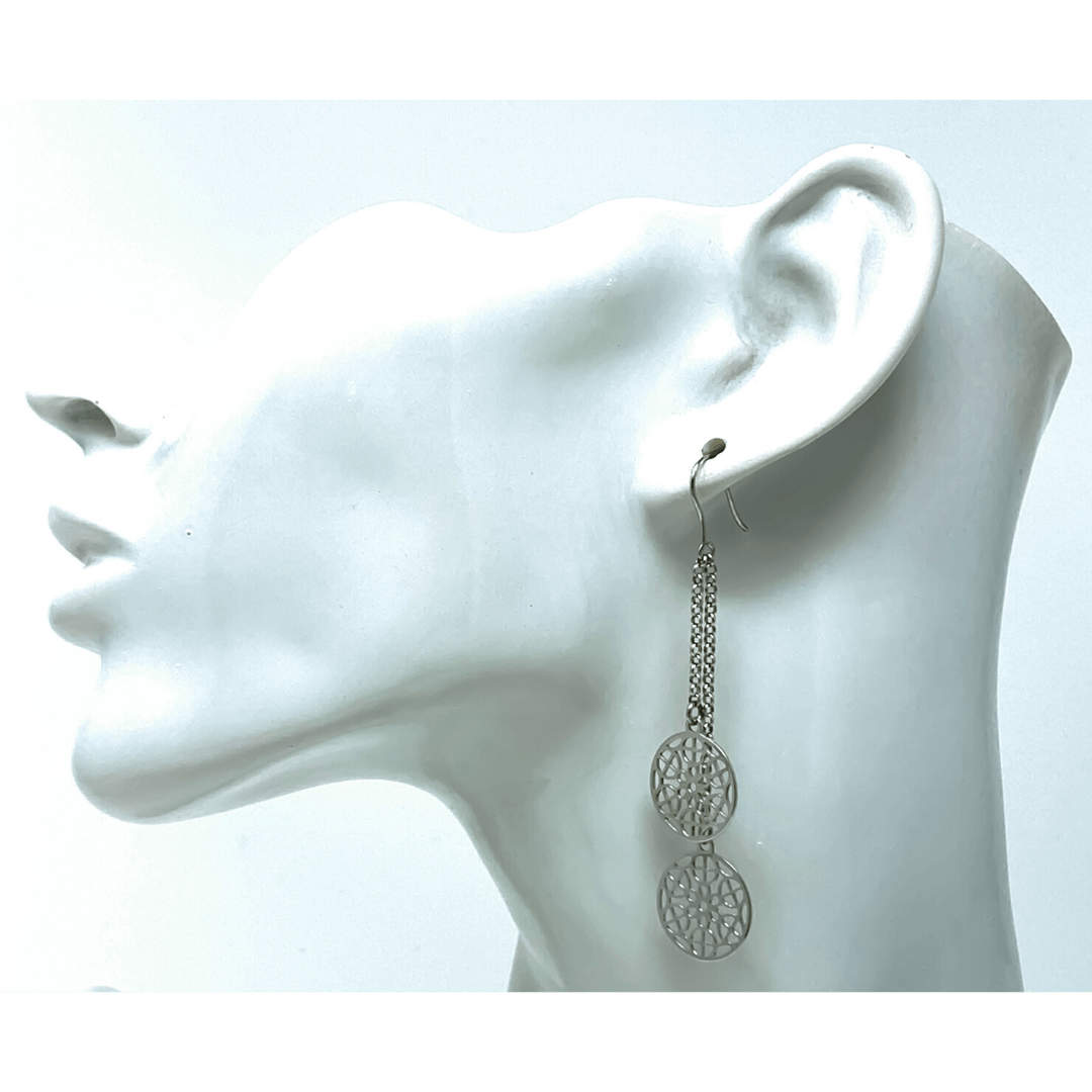 Circle Disc Cutout Sterling Silver Earrings - SeaSpray Jewelry