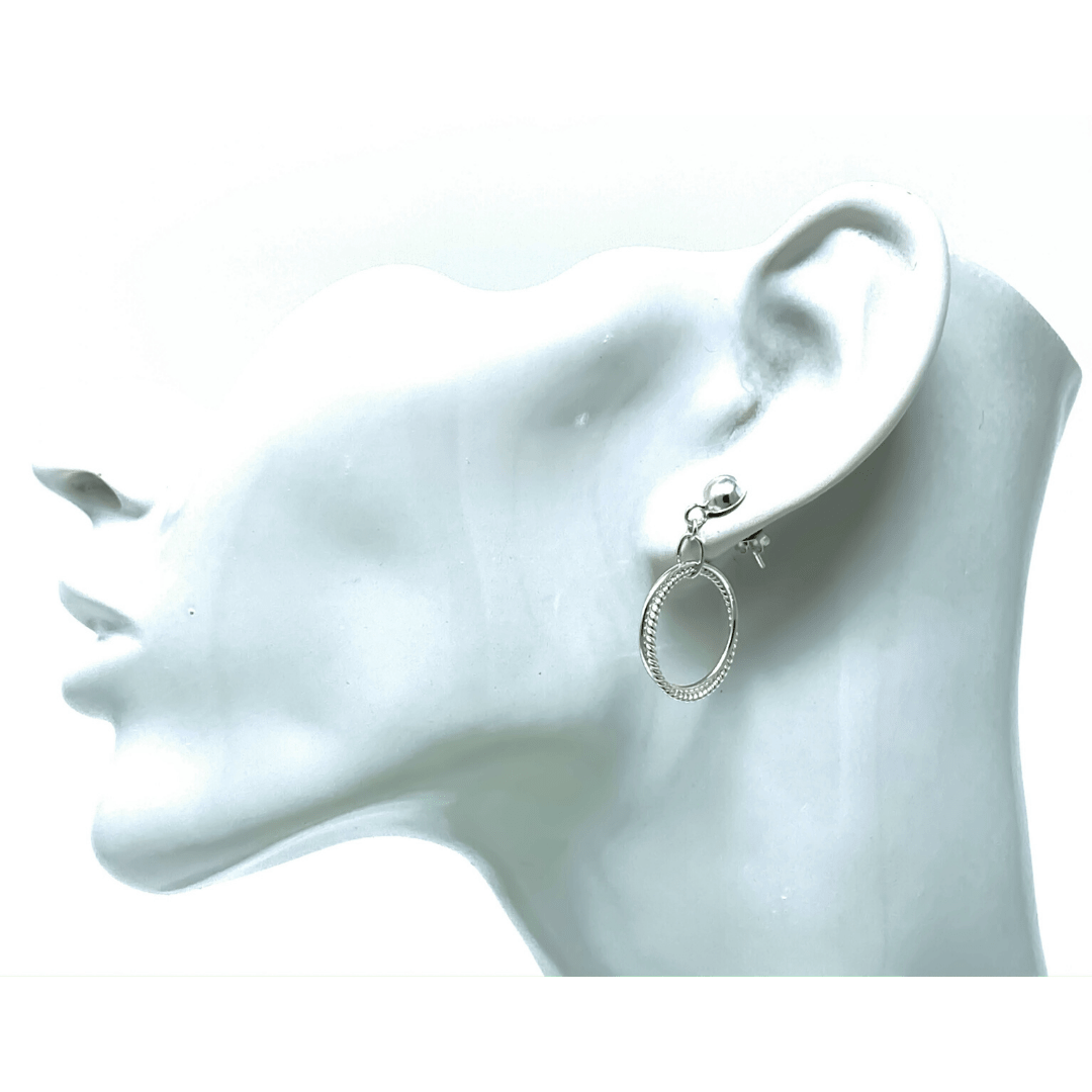 Circle Hoop Sterling Silver Stud Link Earrings - SeaSpray Jewelry