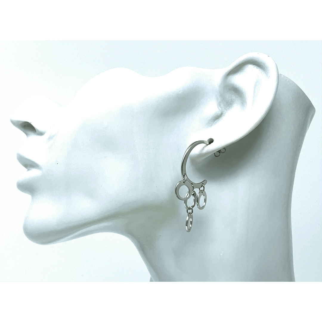 Crescent Circle Sterling Silver Statement Earrings - SeaSpray Jewelry