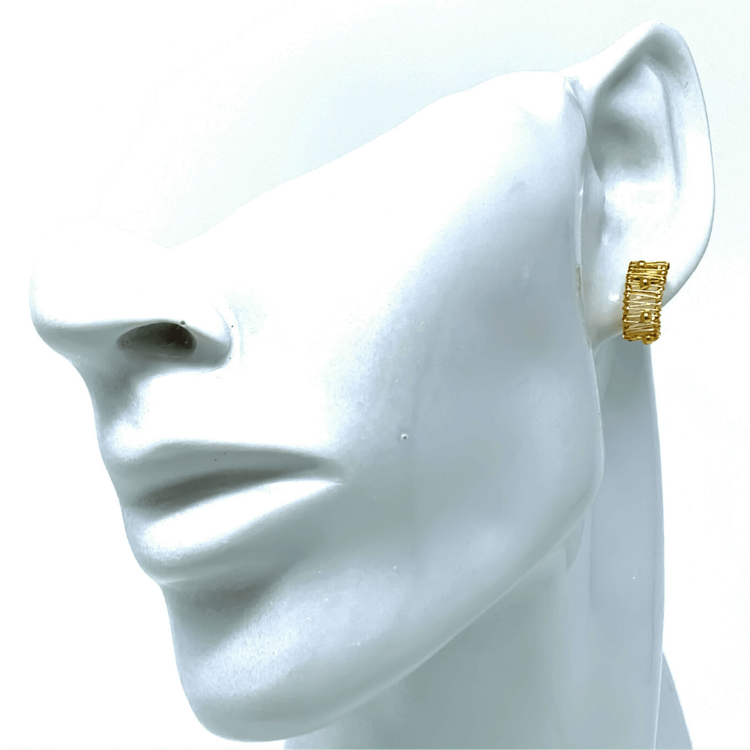 Detailed image of 1/2 inch gold plated c-hoop earrings, perfect gift for her