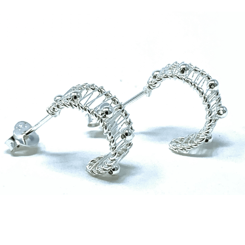 Crescent Half Hoop Sterling Silver Earrings - SeaSpray Jewelry