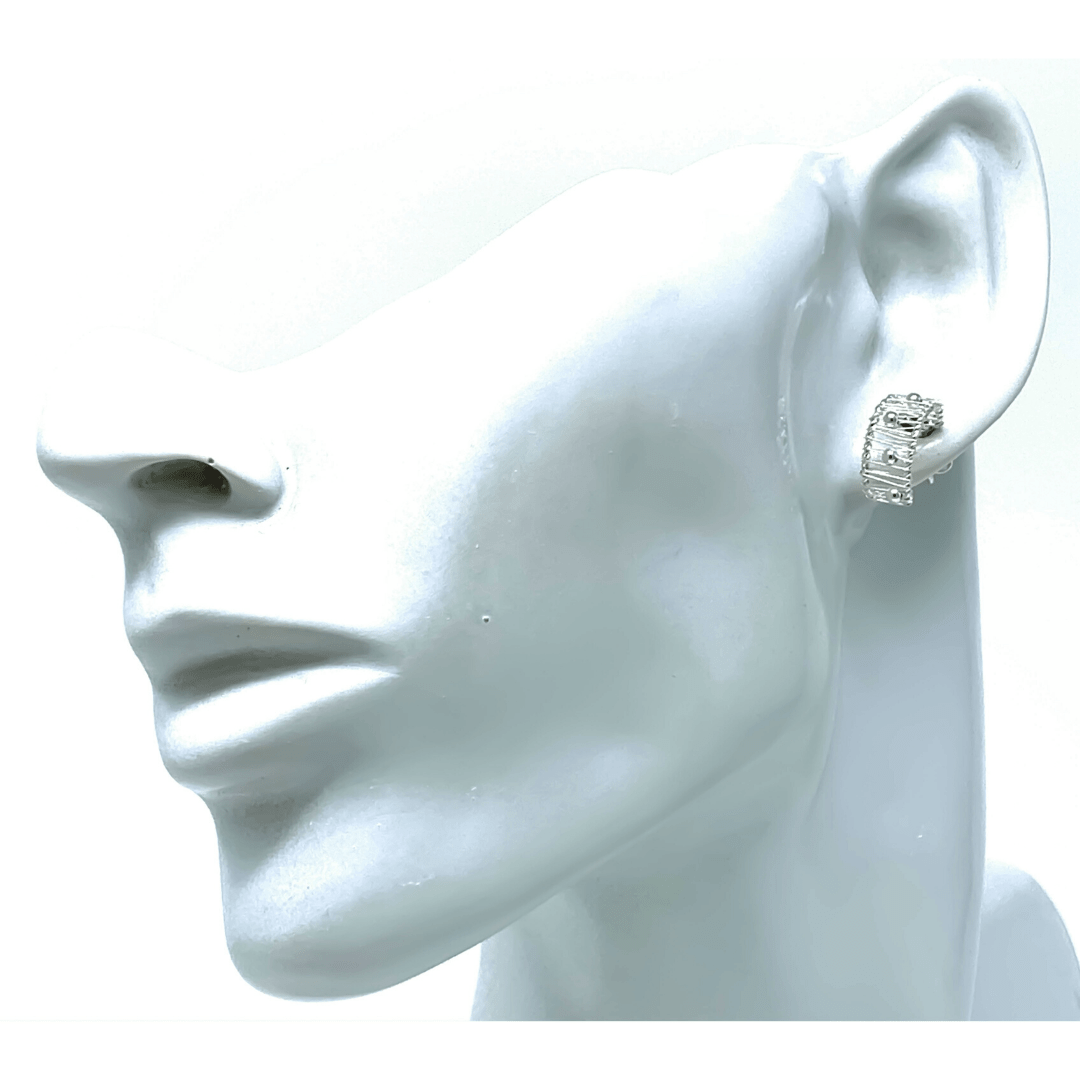 Crescent Half Hoop Sterling Silver Stud Earrings - Sterling Silver Jewelry