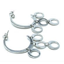 Sterling Silver Crescent Multi Circle Stud Dangle Earrings - SeaSpray Jewelry
