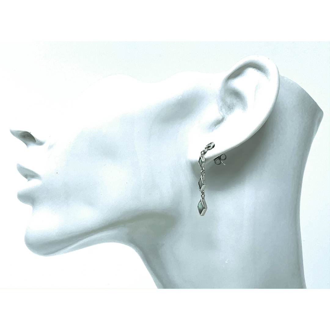Dangle Larimar Sterling Silver Stud Earrings - SeaSpray Jewelry