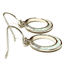 Dangle Open Circle Sterling Silver White Opal Earrings - SeaSpray Jewelry
