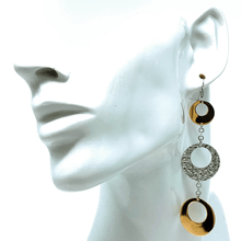 Dangle Sterling Silver Gold Plated Circle Designer Earrings - SeaSpray Jewelry
