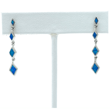 Diamond Shape Sterling Silver Blue Opal Earrings - SeaSpray Jewelry
