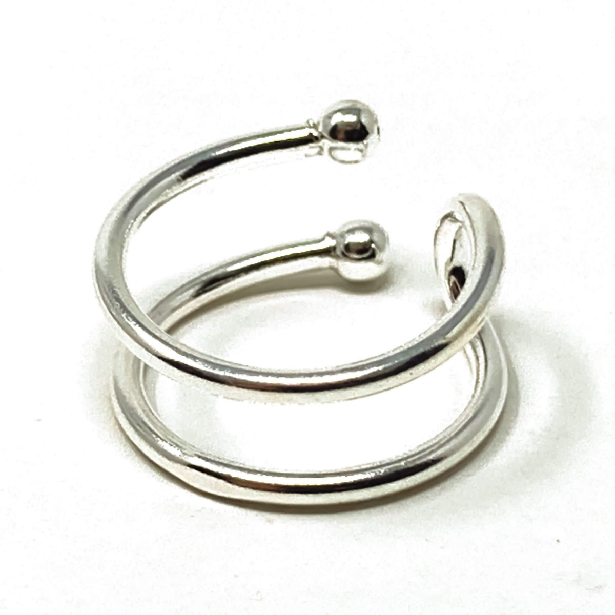Double Ball Sterling Silver Cartilage Earring - Ear Cuff Earrings