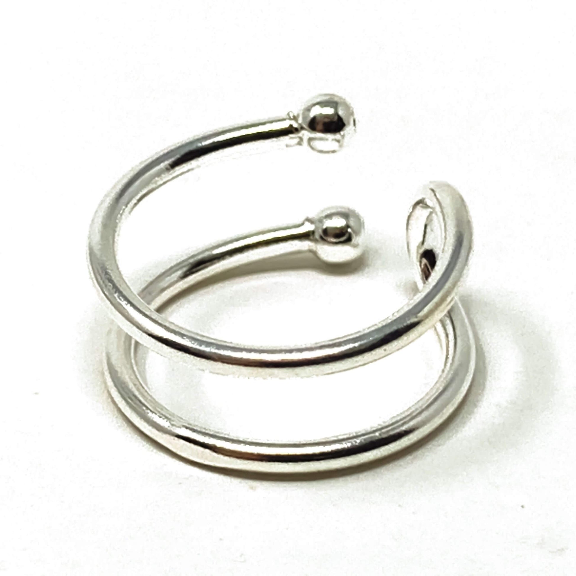 Double Ball Sterling Silver Cartilage Earring - Ear Cuff Earrings