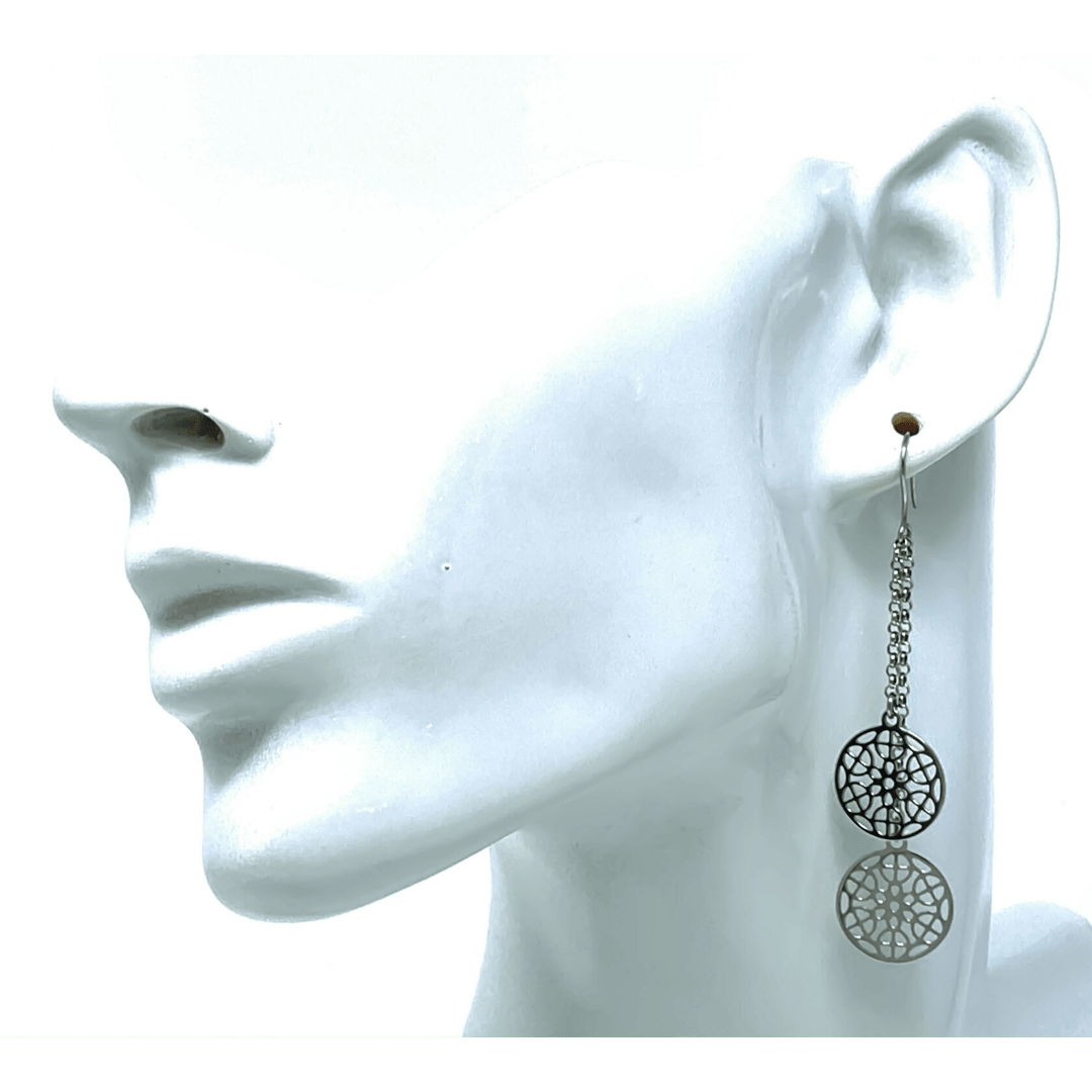 Filigree Sterling Silver Circle Earrings - SeaSpray Jewelry