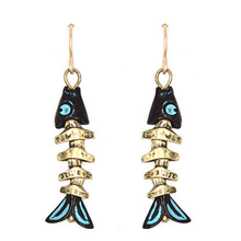 Gold Fish Bone Nautical Dangle Earrings - Fashion Jewelry
