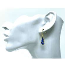 Gold Blue Opal Mosaic Teardrop Earrings - Sterling Silver Jewelry
