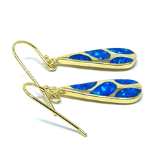 Gold Blue Opal Teardrop Mosaic Earrings - Sterling Silver Jewelry
