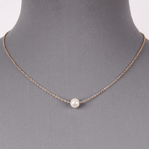 Single Pearl Gold Chain Necklace - Fashion Jewelry